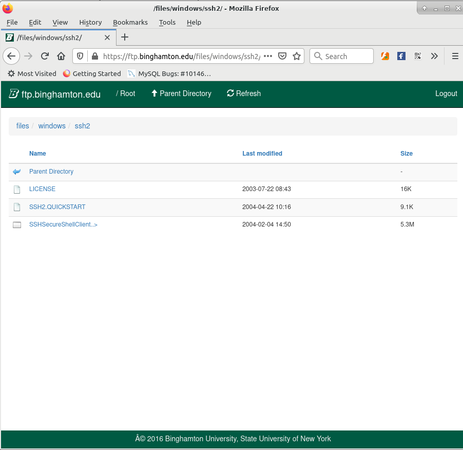 The SSH2 Page  on the BU ftp download page